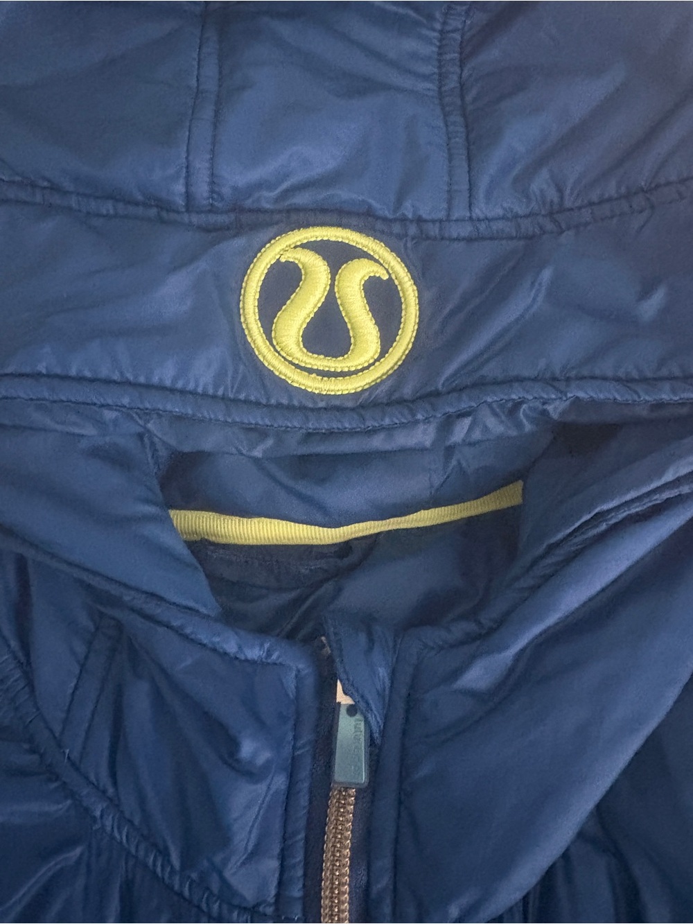 Lululemon Uba Scuba Hoodie Puffer Jacket Blue Yellow Size 6 - Picture 2 of 5